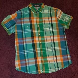 EXPRESS | Fitted Plaid Button-Down Shirt XL